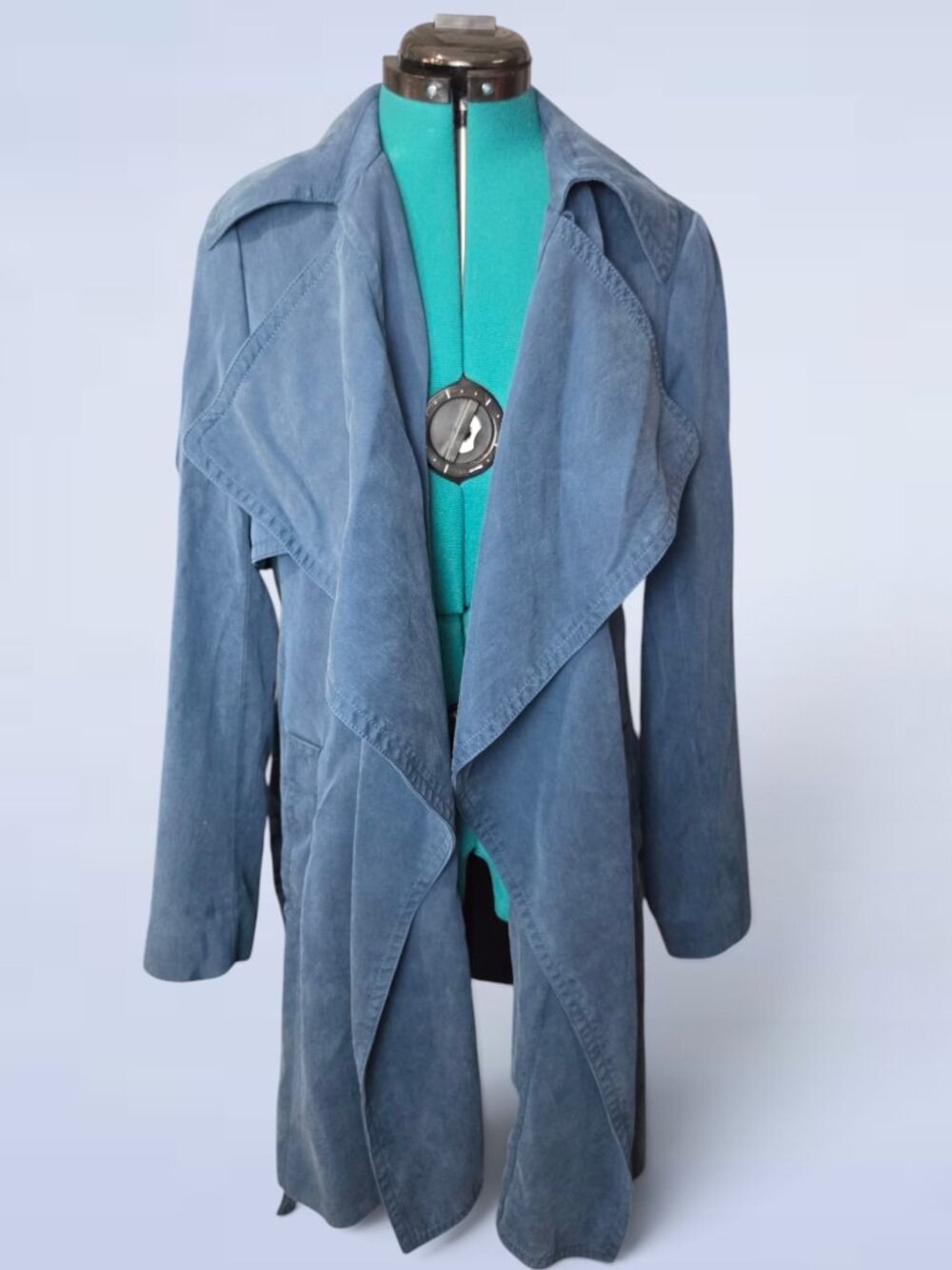 Club Monaco Blue Draped Waterfall Trench Coat - Size Medium